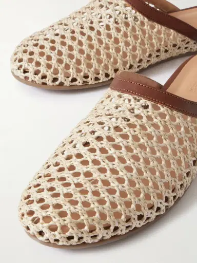 Ancient Greek Sandals The Slipper Leather-trimmed Raffia Slip-ons | Thumbnail 4