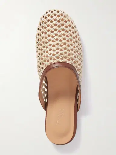 Ancient Greek Sandals The Slipper Leather-trimmed Raffia Slip-ons | Thumbnail 5