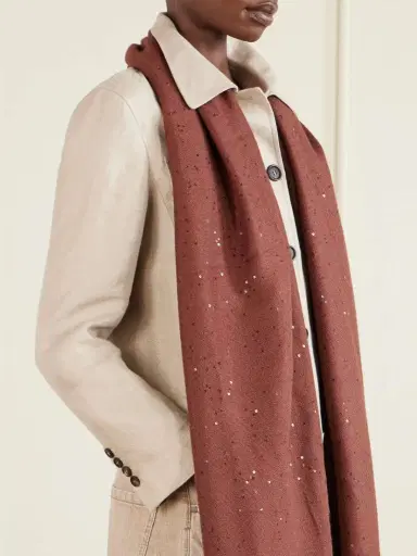 Brunello Cucinelli Sequined Cashmere And Silk-blend Scarf | Thumbnail 3 Brunello Cucinelli Sequined Cashmere And Silk-blend Scarf | Thumbnail 3