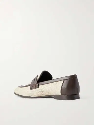 Brunello Cucinelli Leather-trimmed Raffia Penny Loafers | Thumbnail 3 Brunello Cucinelli Leather-trimmed Raffia Penny Loafers | Thumbnail 3
