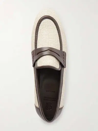 Brunello Cucinelli Leather-trimmed Raffia Penny Loafers | Thumbnail 6 Brunello Cucinelli Leather-trimmed Raffia Penny Loafers | Thumbnail 6
