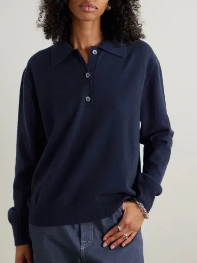 RÓHE Merino Wool And Cashmere-blend Polo Sweater | Thumbnail 3 RÓHE Merino Wool And Cashmere-blend Polo Sweater | Thumbnail 3