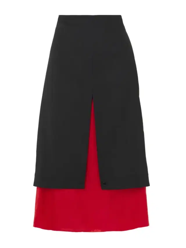 Layered Wool And Chiffon Midi Skirt