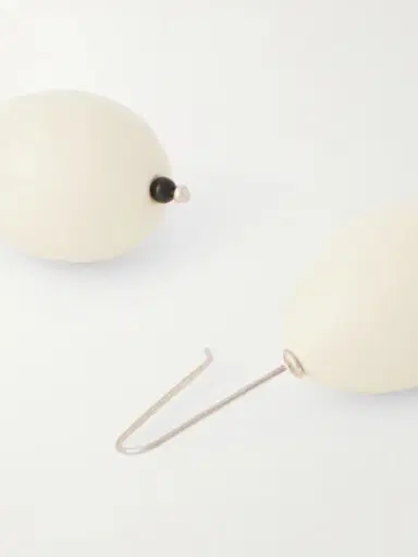 Gohar World Host Egg Porcelain, Crystal-quartz And Sterling Silver Earrings | Thumbnail 3