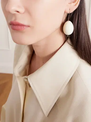 Gohar World Host Egg Porcelain, Crystal-quartz And Sterling Silver Earrings | Thumbnail 4