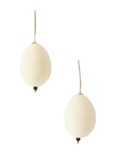 Gohar World Host Egg Porcelain, Crystal-quartz And Sterling Silver Earrings | Thumbnail 1