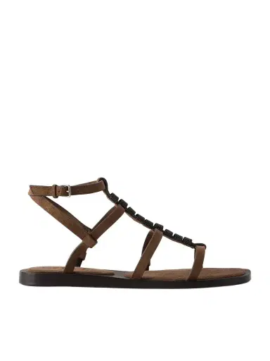 Brunello Cucinelli Bead-embellished Suede Slingback Sandals | Thumbnail 1 Brunello Cucinelli Bead-embellished Suede Slingback Sandals | Thumbnail 1