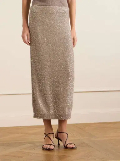 Brunello Cucinelli Sequined Knitted Midi Skirt | Thumbnail 3 Brunello Cucinelli Sequined Knitted Midi Skirt | Thumbnail 3