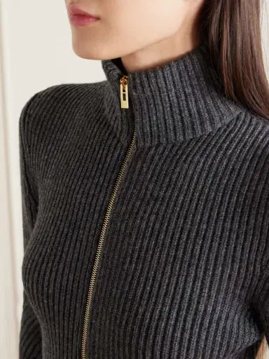 Alaïa Ribbed Wool And Cashmere-blend Peplum Zip-up Cardigan | Thumbnail 5 Alaïa Ribbed Wool And Cashmere-blend Peplum Zip-up Cardigan | Thumbnail 5