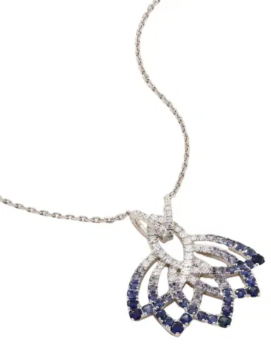 Garrard Lotus Flower 18-karat White Gold, Sapphire And Diamond Necklace | Thumbnail 1 Garrard Lotus Flower 18-karat White Gold, Sapphire And Diamond Necklace | Thumbnail 1