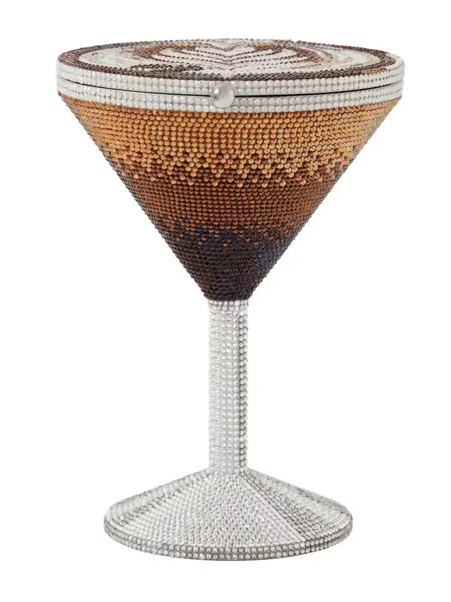 Judith Leiber Couture Martini Espresso Crystal-embellished Silver-tone Clutch