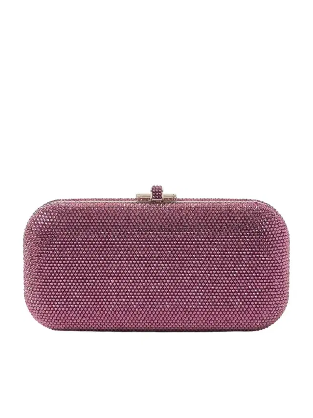 Judith Leiber Couture Long Slide Crystal-embellished Silver-tone Clutch