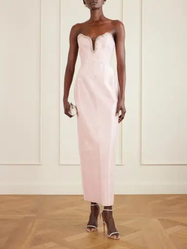 Clio Peppiatt Selene Embellished Scalloped Strapless Satin-crepe Gown | Thumbnail 2 Clio Peppiatt Selene Embellished Scalloped Strapless Satin-crepe Gown | Thumbnail 2