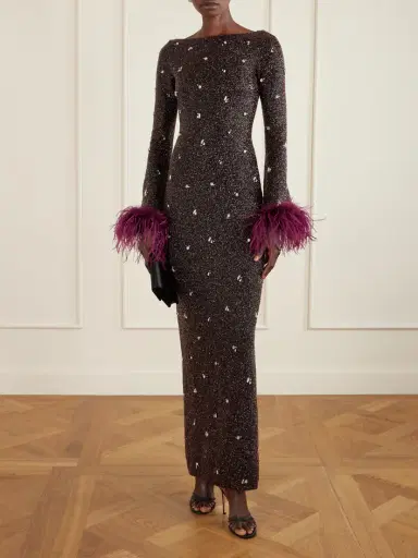 Clio Peppiatt Mae Feather-trimmed Embellished Beaded Tulle Gown | Thumbnail 2