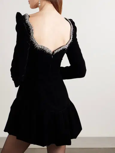 Clio Peppiatt Edie Embellished Scalloped Velvet Mini Dress | Thumbnail 3 Clio Peppiatt Edie Embellished Scalloped Velvet Mini Dress | Thumbnail 3