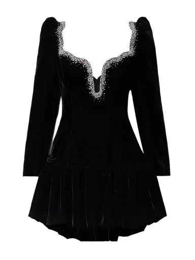 Clio Peppiatt Edie Embellished Scalloped Velvet Mini Dress | Thumbnail 1 Clio Peppiatt Edie Embellished Scalloped Velvet Mini Dress | Thumbnail 1