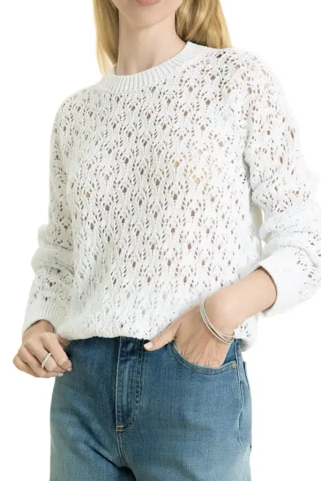 Long Sleeve Crewneck Sweater - White