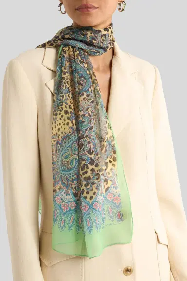 Etro Printed Tosca Scarf - Dark Brown Green | Thumbnail 2 Etro Printed Tosca Scarf - Dark Brown Green | Thumbnail 2