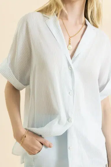 ELEVENTY Short Sleeve Button Front Shirt | Thumbnail 3