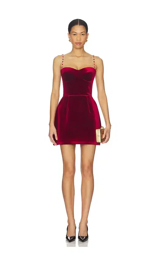 Nadine Merabi Harley Red Velvet Mini Dress
