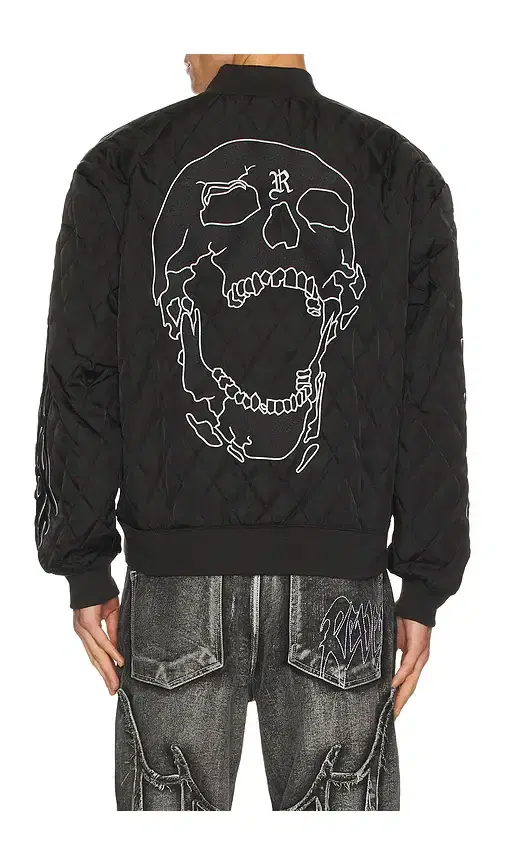 Skull Logo Quilted Bomber Jacket