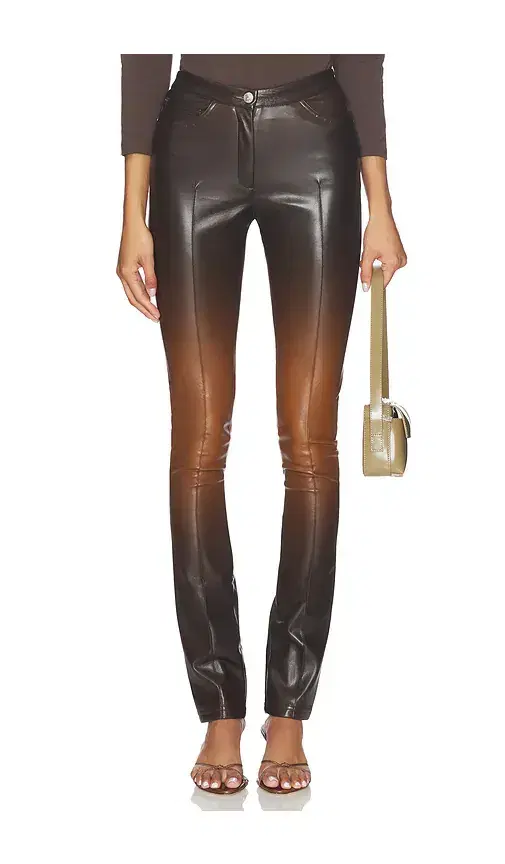 GCDS Zippers Faded Faux Leather Skinny Pant
