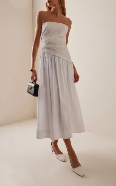 Staud Nia Strapless Cotton Midi Dress | Thumbnail 2 Staud Nia Strapless Cotton Midi Dress | Thumbnail 2