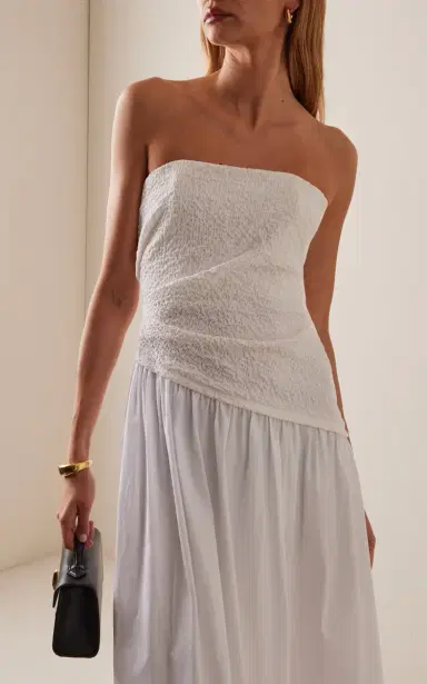Staud Nia Strapless Cotton Midi Dress | Thumbnail 3 Staud Nia Strapless Cotton Midi Dress | Thumbnail 3