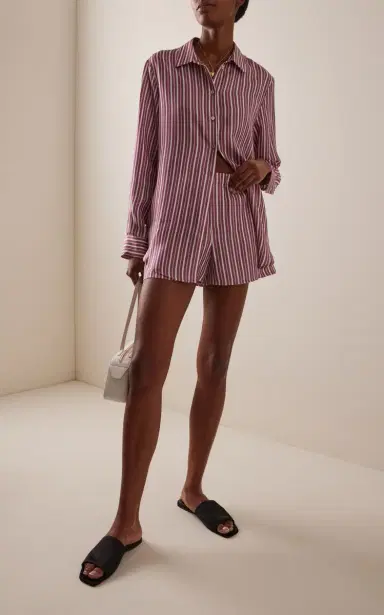 Asceno Franca Striped Silk Shorts | Thumbnail 2 Asceno Franca Striped Silk Shorts | Thumbnail 2