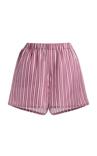 Asceno Franca Striped Silk Shorts | Thumbnail 1 Asceno Franca Striped Silk Shorts | Thumbnail 1