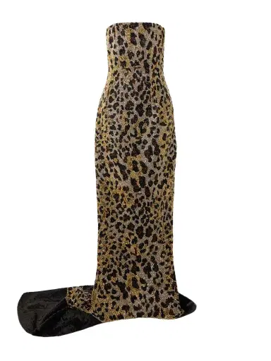 Clio Peppiatt Naomi Strapless Embellished Leopard-print Satin Gown | Thumbnail 1