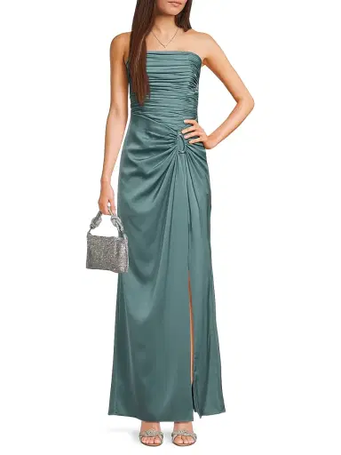 Aidan Mattox Women's Satin O-Ring Strapless Column Gown - Cool Mint | Thumbnail 2 Aidan Mattox Women's Satin O-Ring Strapless Column Gown - Cool Mint | Thumbnail 2