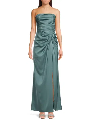 Aidan Mattox Women's Satin O-Ring Strapless Column Gown - Cool Mint | Thumbnail 3 Aidan Mattox Women's Satin O-Ring Strapless Column Gown - Cool Mint | Thumbnail 3