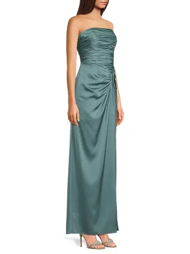 Aidan Mattox Women's Satin O-Ring Strapless Column Gown - Cool Mint | Thumbnail 4 Aidan Mattox Women's Satin O-Ring Strapless Column Gown - Cool Mint | Thumbnail 4