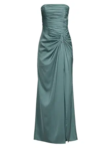 Aidan Mattox Women's Satin O-Ring Strapless Column Gown - Cool Mint | Thumbnail 1 Aidan Mattox Women's Satin O-Ring Strapless Column Gown - Cool Mint | Thumbnail 1