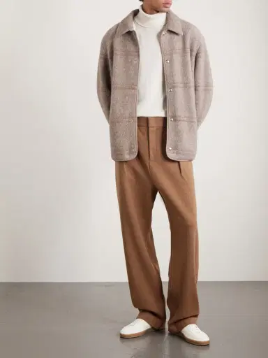 Loro Piana Wide-Leg Wool and Cashmere-Blend Trousers - Men | Thumbnail 2 Loro Piana Wide-Leg Wool and Cashmere-Blend Trousers - Men | Thumbnail 2