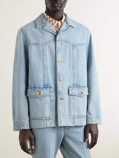 Valentino Garavani Camp-Collar Denim Jacket - Men | Thumbnail 3 Valentino Garavani Camp-Collar Denim Jacket - Men | Thumbnail 3