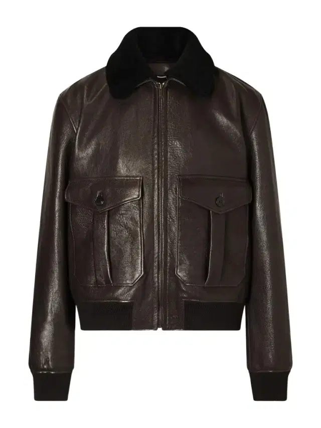 Shearling-Trimmed Full-Grain Leather Jacket - Men