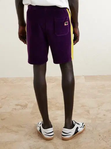 Valentino Garavani Slim-Fit Appliquéd Cotton-Blend Velvet Shorts - Men | Thumbnail 4
