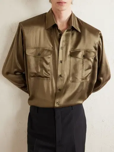 Saint Laurent Silk-Satin Shirt - Men | Thumbnail 5 Saint Laurent Silk-Satin Shirt - Men | Thumbnail 5