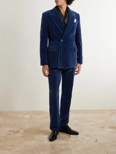Tom Ford Tapered Cotton-Velvet Tuxedo Trousers - Men | Thumbnail 2