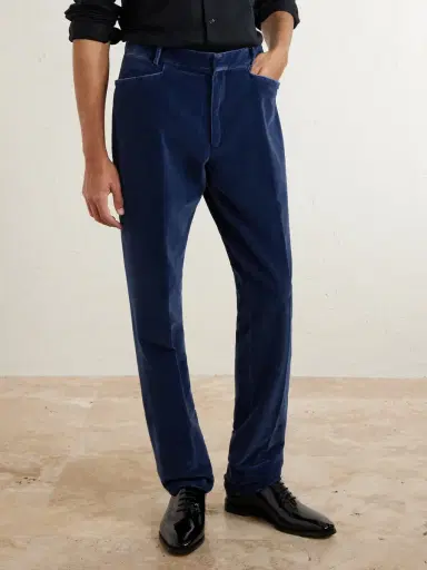 Tom Ford Tapered Cotton-Velvet Tuxedo Trousers - Men | Thumbnail 3