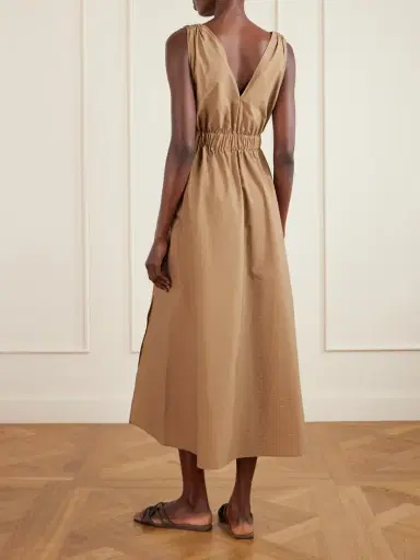 Brunello Cucinelli Belted Cotton-blend Poplin Midi Dress | Thumbnail 3