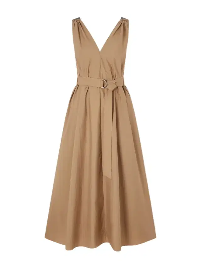 Belted Cotton-blend Poplin Midi Dress