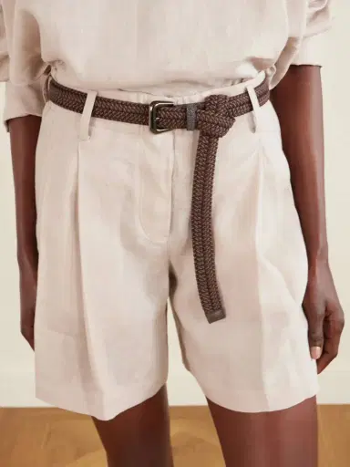 Brunello Cucinelli Pleated Linen Shorts | Thumbnail 5