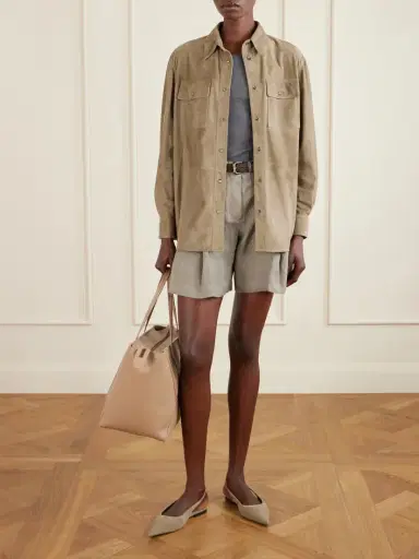 Brunello Cucinelli Pleated Linen Shorts | Thumbnail 2