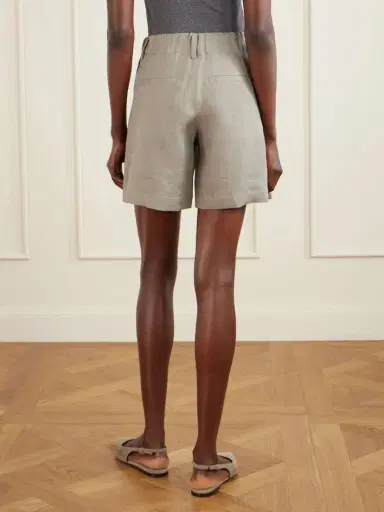 Brunello Cucinelli Pleated Linen Shorts | Thumbnail 4