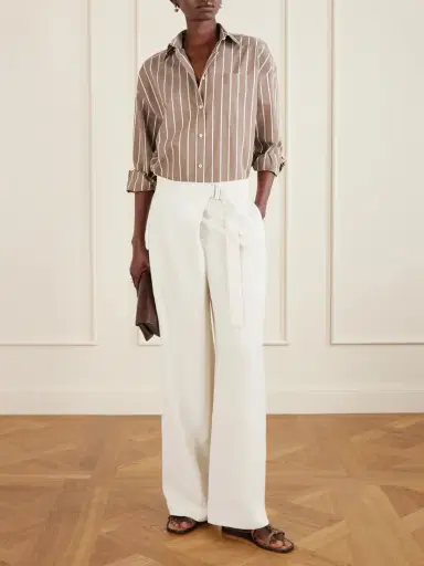 Brunello Cucinelli Belted Pleated Twill Wide-leg Pants | Thumbnail 2 Brunello Cucinelli Belted Pleated Twill Wide-leg Pants | Thumbnail 2