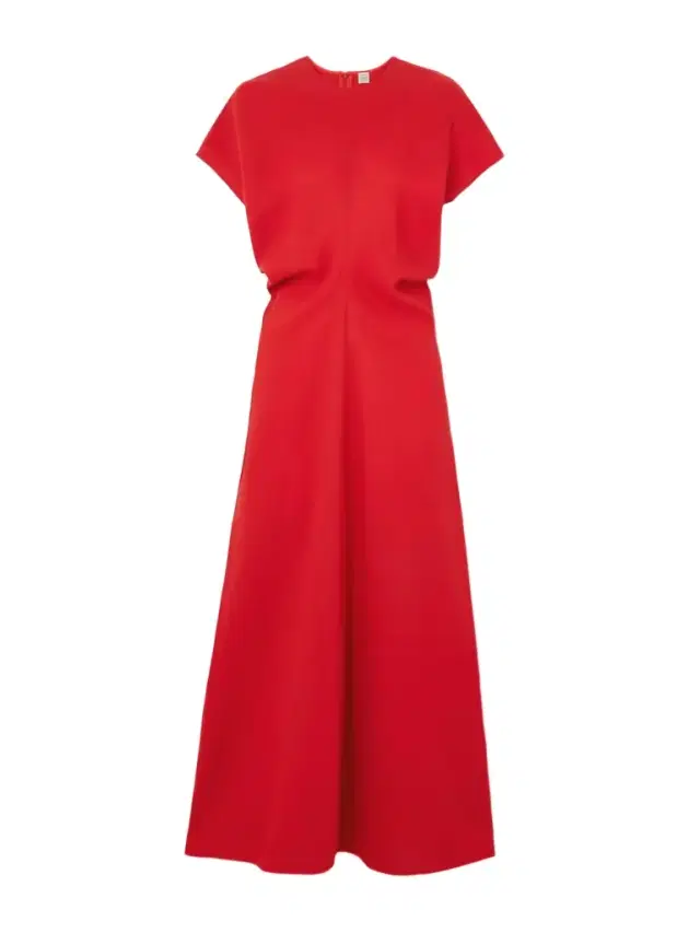 Slouch Waist Gathered Wool-crepe Maxi Dress