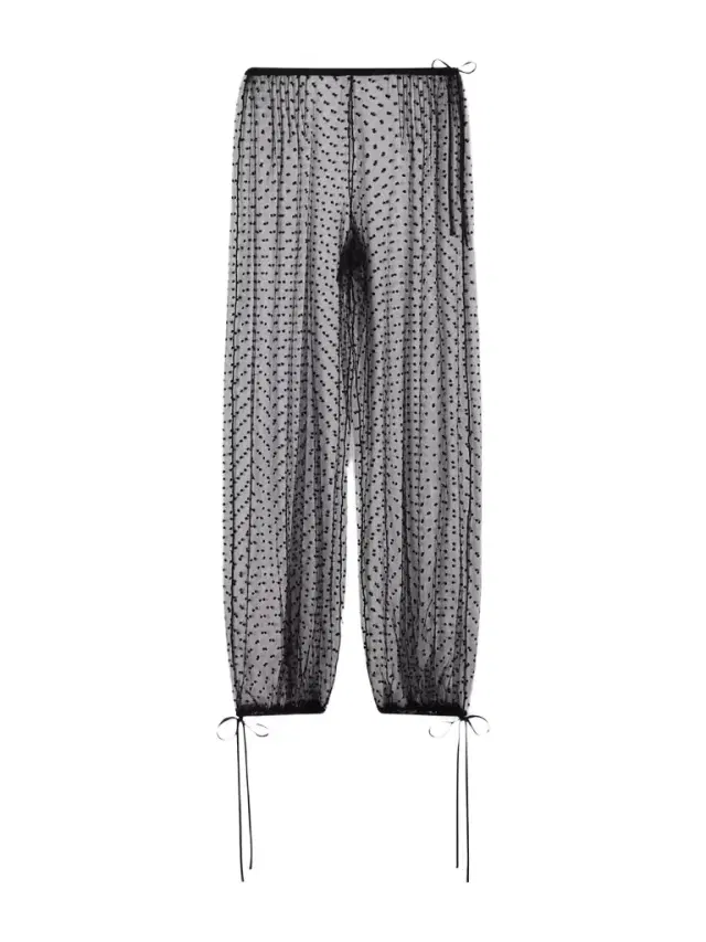 Bow-detailed Flocked Tulle Tapered Pants Bow-detailed Flocked Tulle Tapered Pants